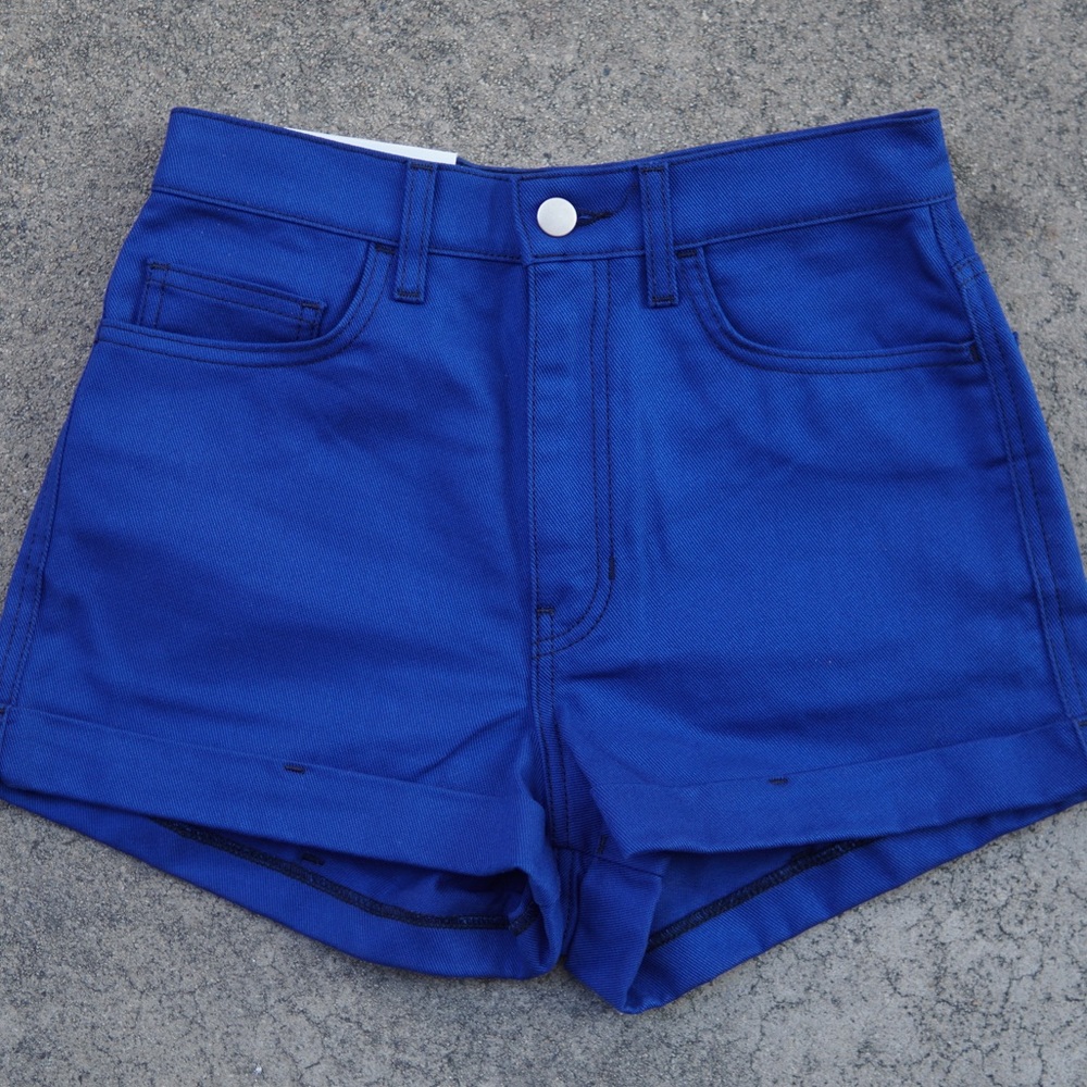 AMERICAN APPAREL Denim High Waist Cuff Short