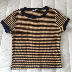 Navy Blue and Yellow striped shirt