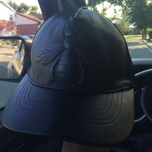 Gucci Leather Embossed Bee Hat