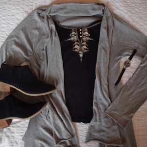 High-Low Comfy Grey Cardigan