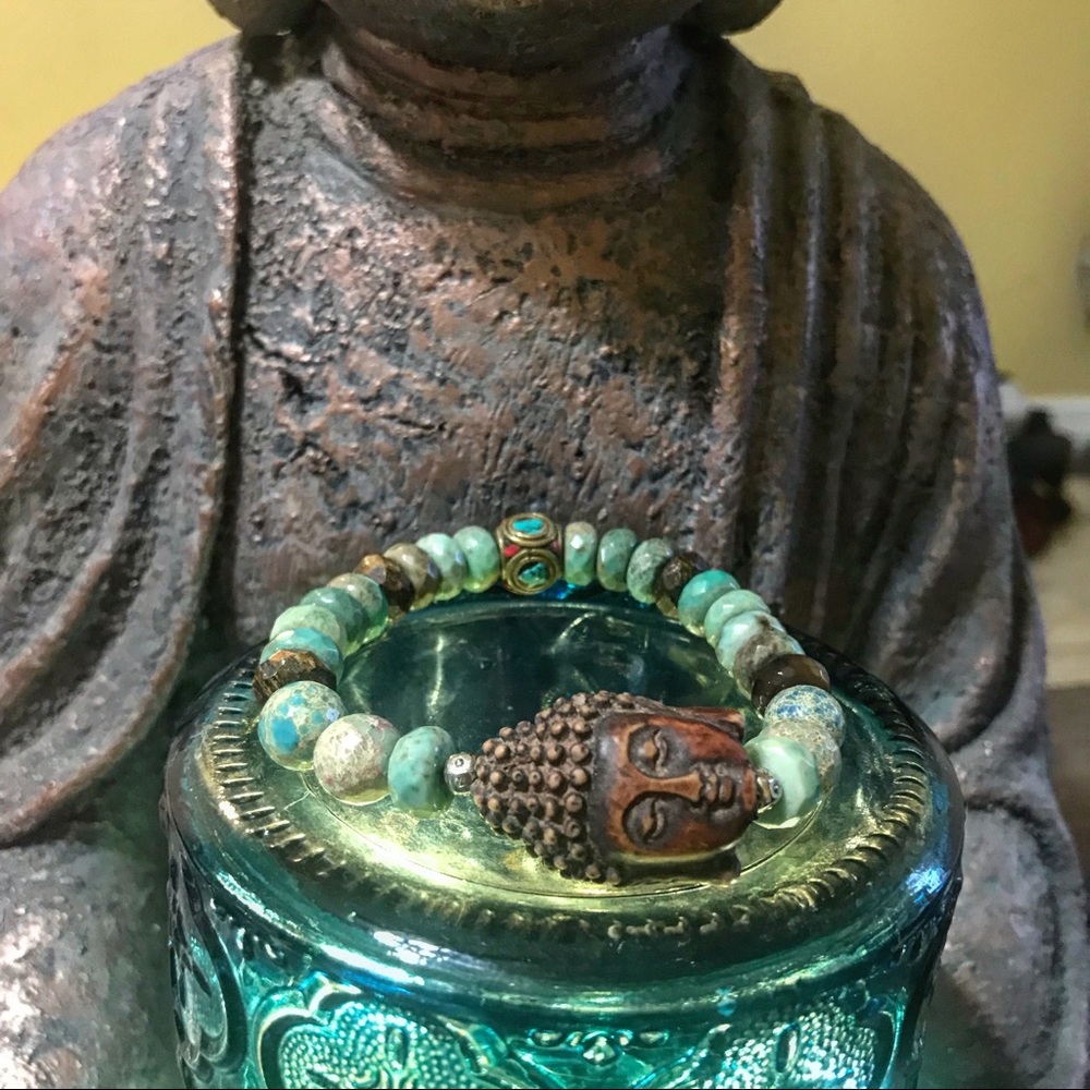 Wooden Buddha stone bracelet ✨❤️stone beads