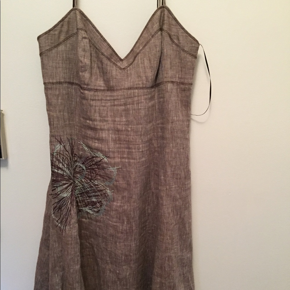 A.B.S. brown dress with flower.  Size 10