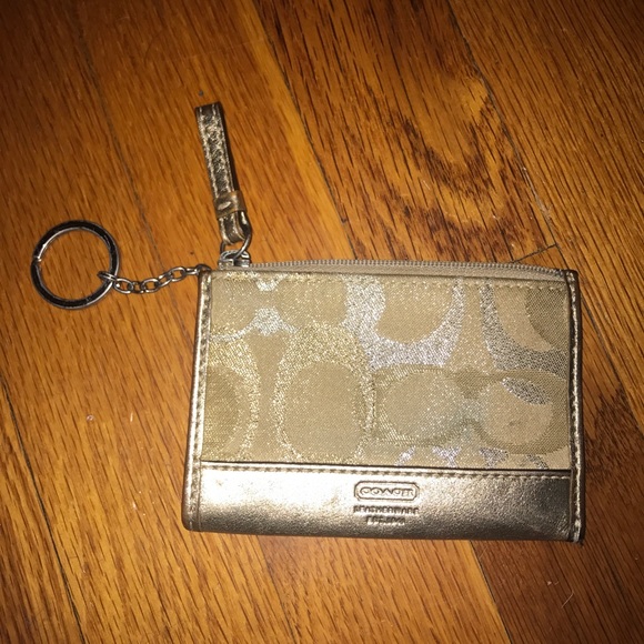 Coach Signature Gold Keyring Card Holder - Picture 1 of 4