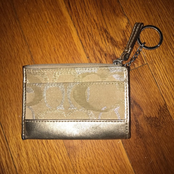 Coach Signature Gold Keyring Card Holder - Picture 2 of 4