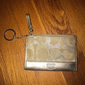 Coach Signature Gold Keyring Card Holder
