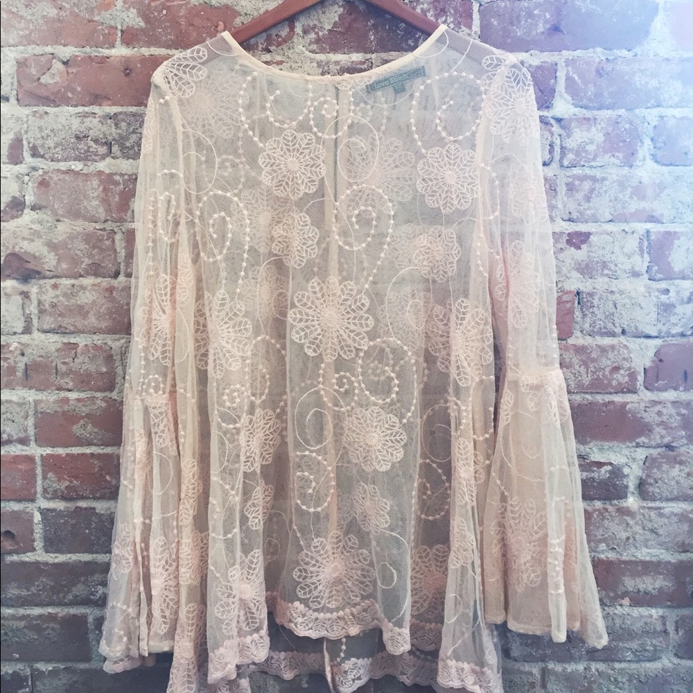 Lovestich sheer embroidered top. NWT