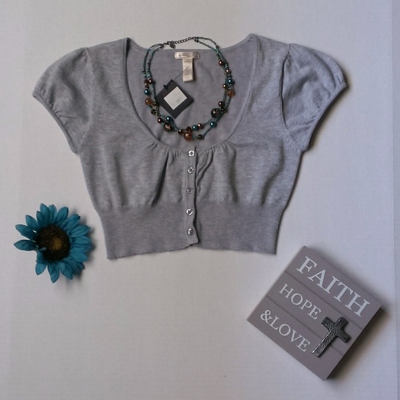 Ambiance Sweaters - Short Sleeve Crop Cardigan