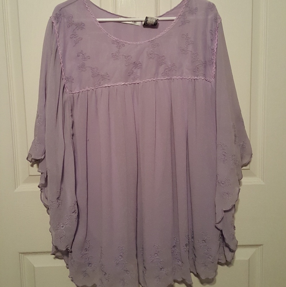 Lavender butterfly sleeve blouse