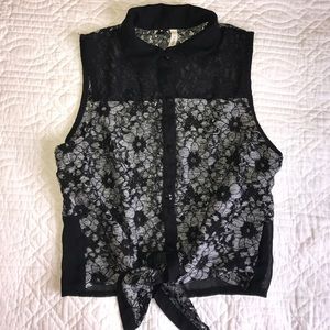 Black Laced Crop Top