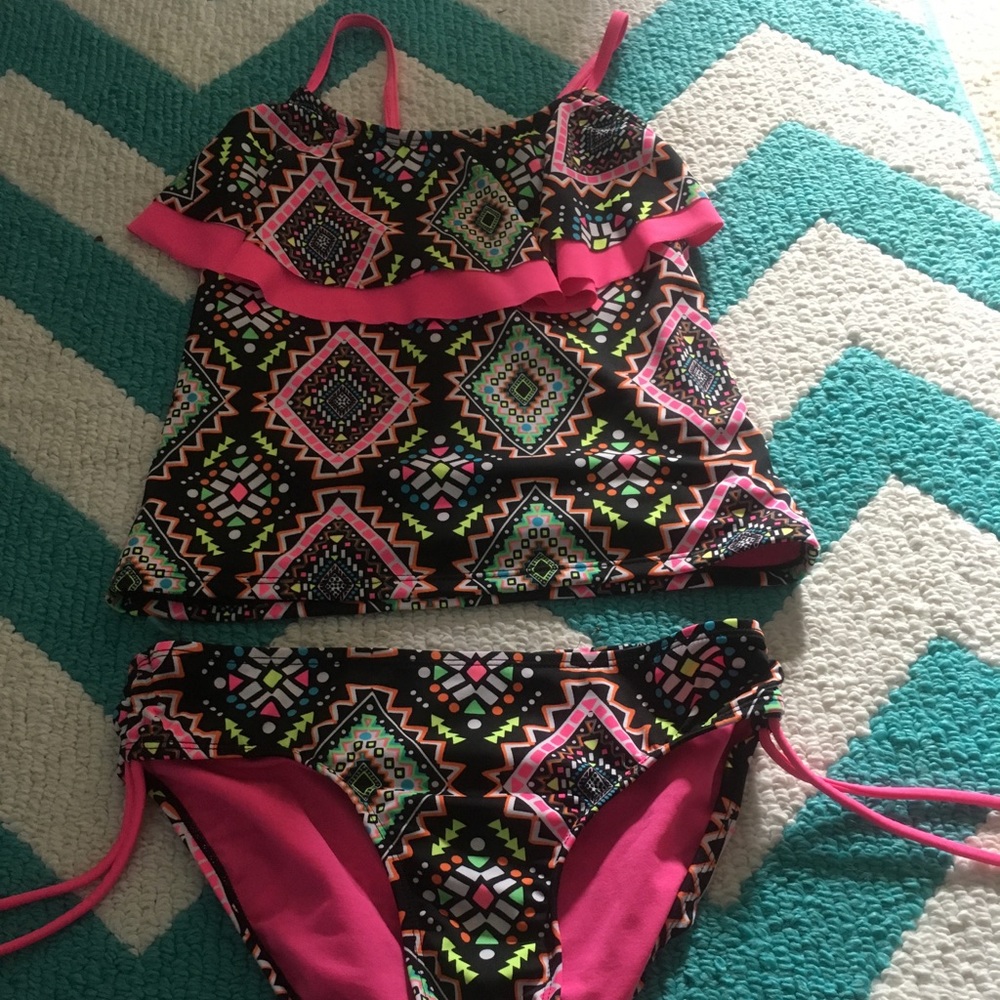 Justice Black Pattern tankini