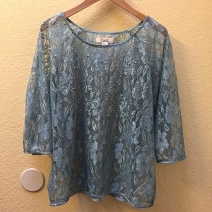 Aqua Blue Lace Blouse