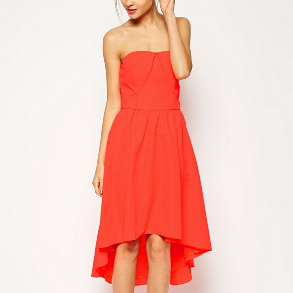 New Ted Baker orange high low contrast dress