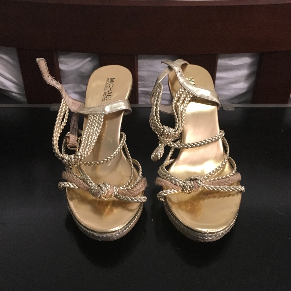 Michael Kors Gold Wedge Sandals