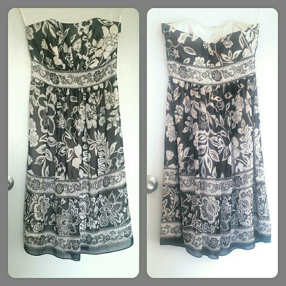 Strapless Floral Print Dress