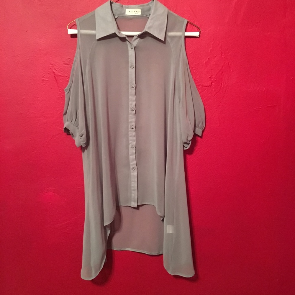 Sheer shoulder cut out blouse