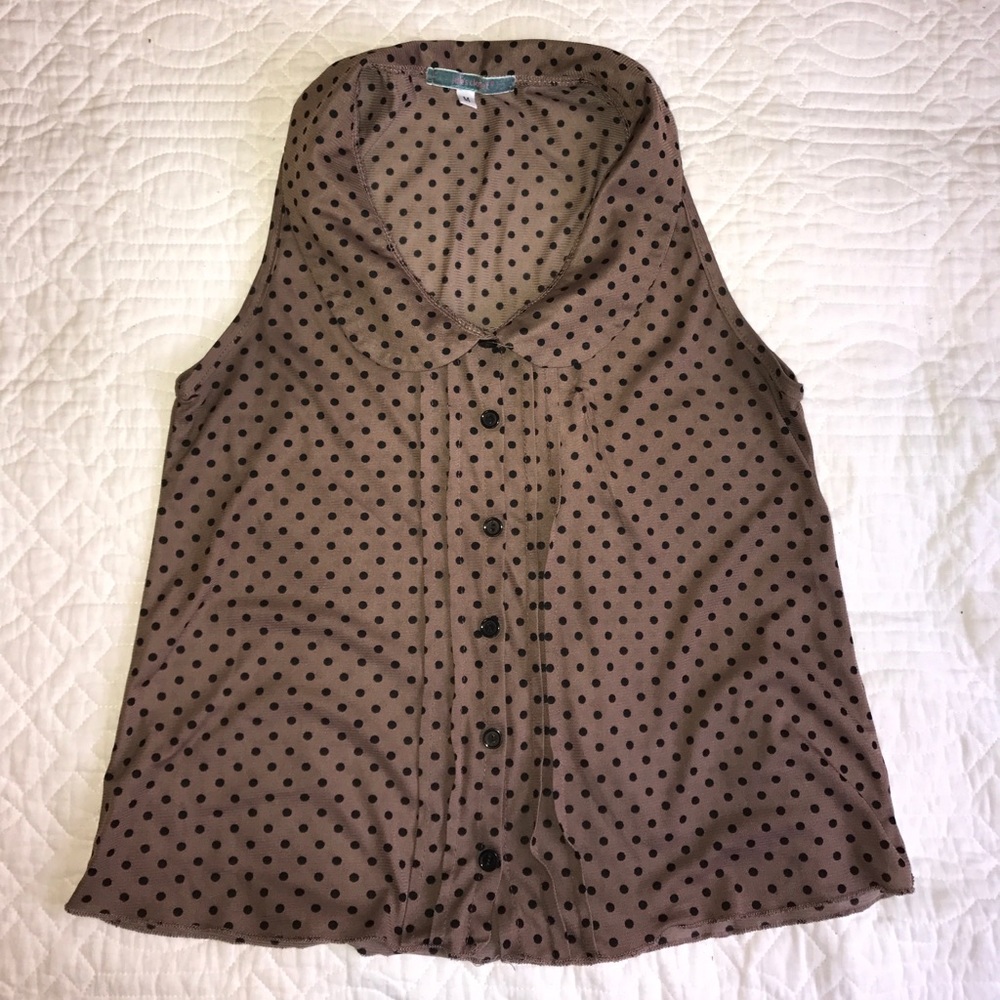 Brown Polka Dotted Button Down