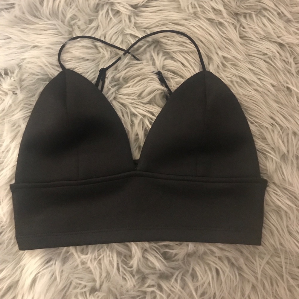 Black cross back crop top