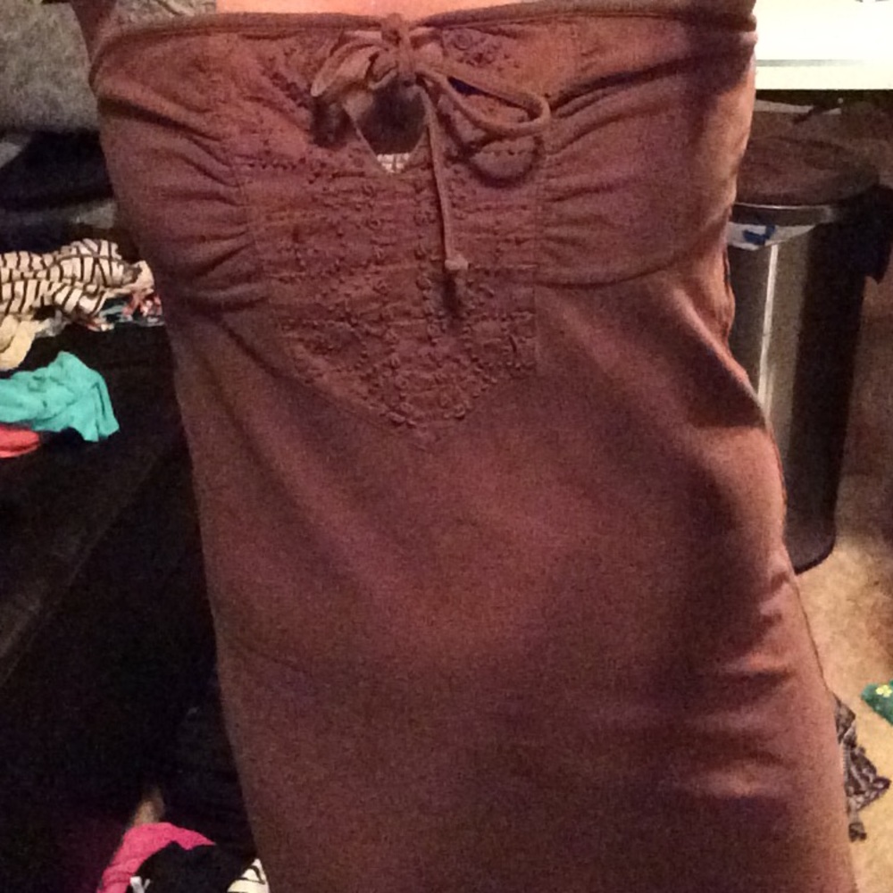 Brown strapless dress