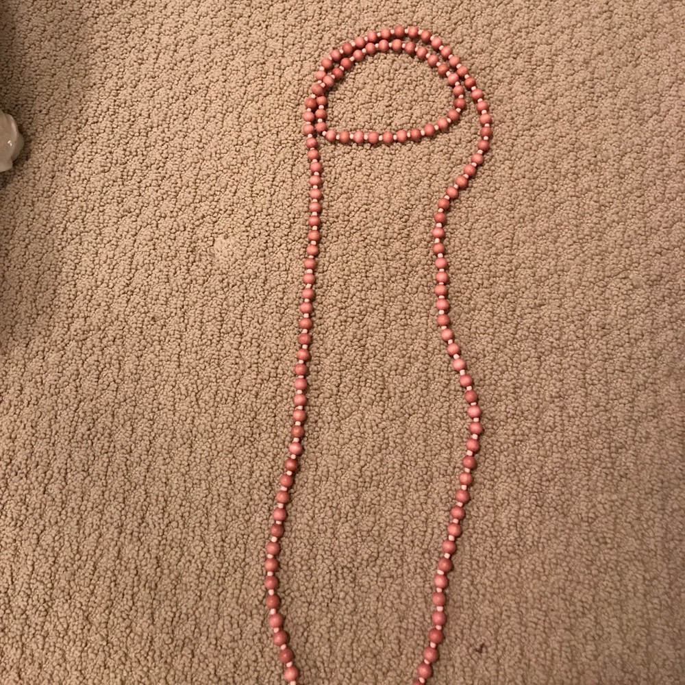 double wrap light pink beaded necklace