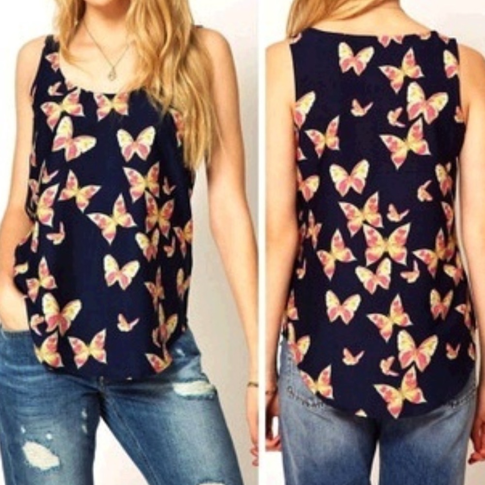 NWOT WOMENS BUTTERFLY BLOUSE - Picture 1 of 4