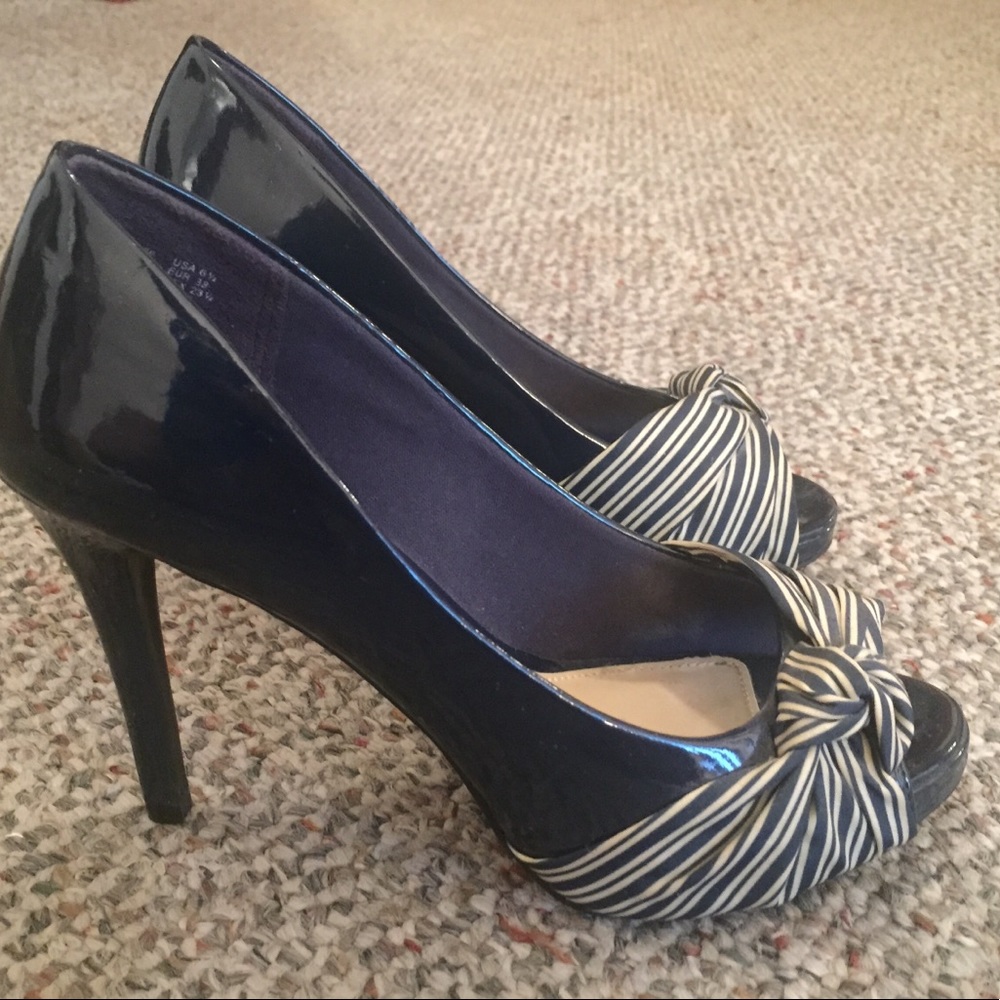 Blue Striped Heels