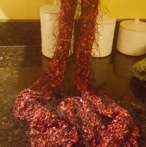 Long Skinny fushia and black scarf