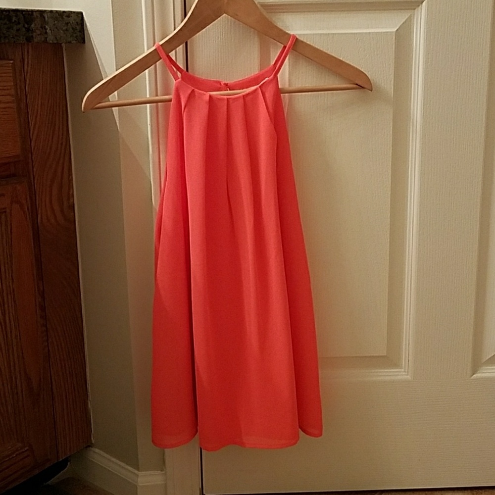 Sleeveless bright NEON orange blouse