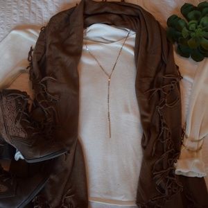 Elietian Brown Fringe Sleeveless Cardigan NTW NBW