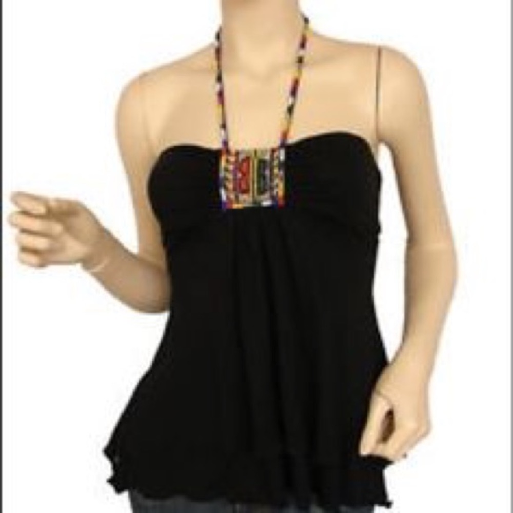 BCBG beaded colorful halter top xs