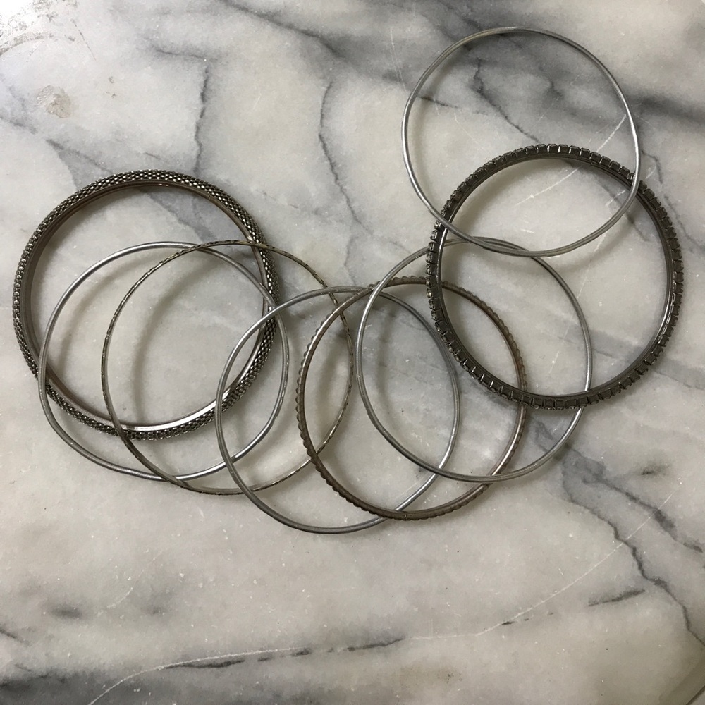 Silver Bangle Bracelets (8 pieces)