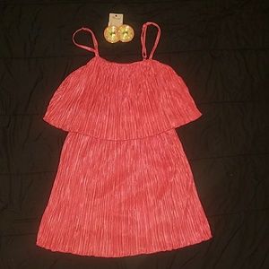 Coral Dress with Matching Earrings.