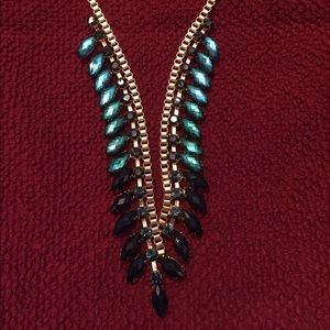 Gold and Blue Navette Necklace