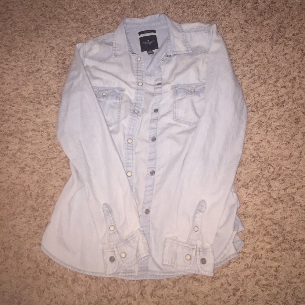 American eagle denim button up