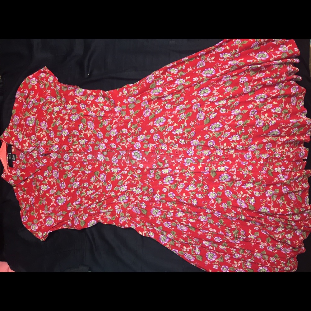 Floral button up collar dress