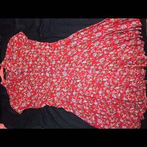 Floral button up collar dress