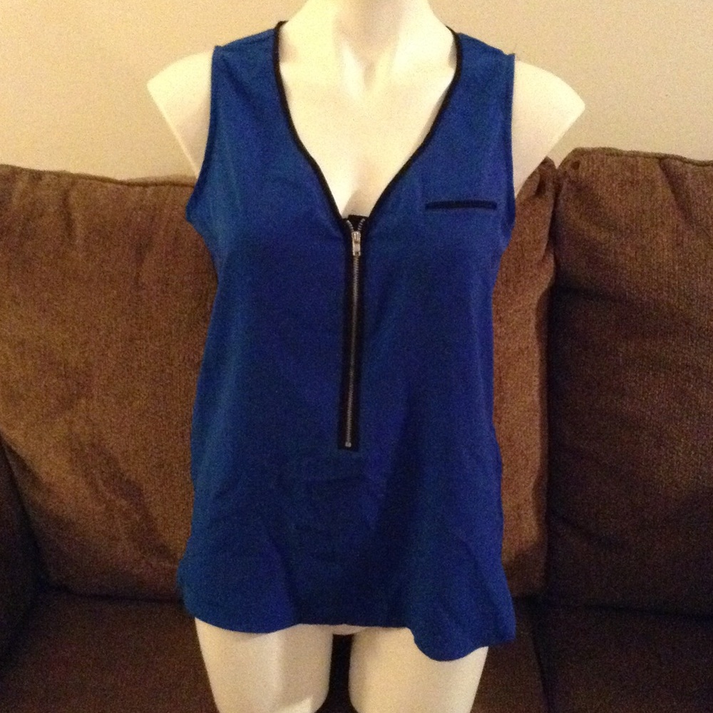 Flowy APT 9 BLUE ZIP UP BLOUSE Sz small