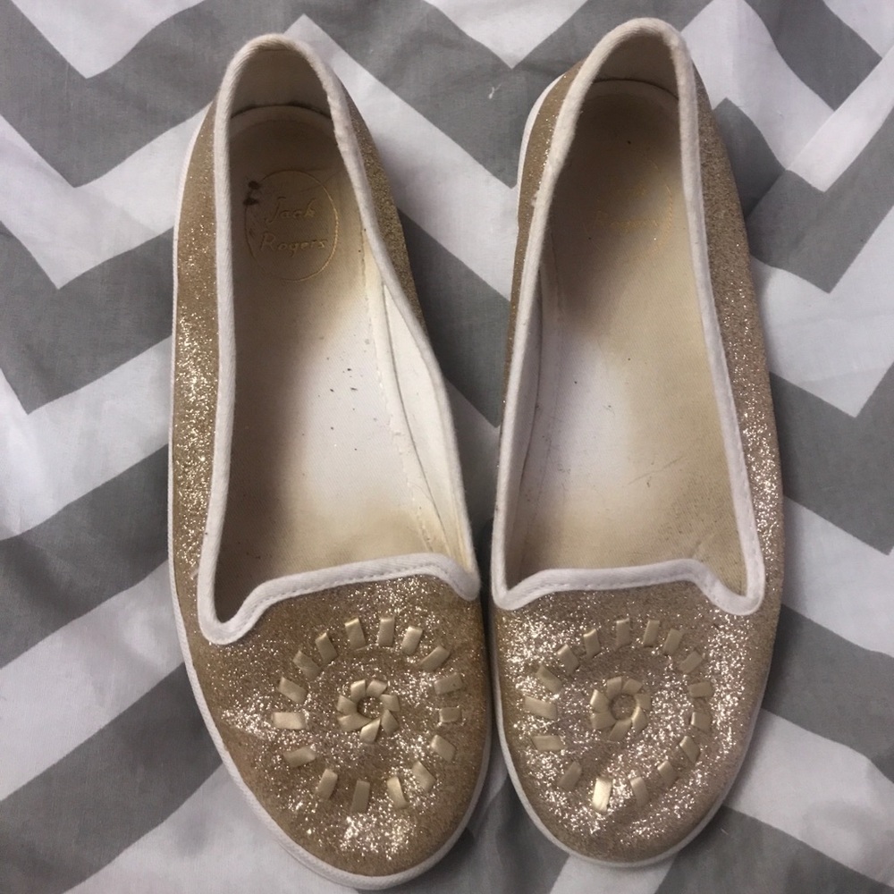 sparkly gold Jack Rogers
