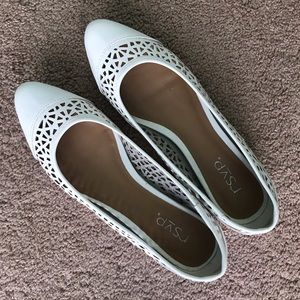 Charming White RSVP Flats with laser cut detail