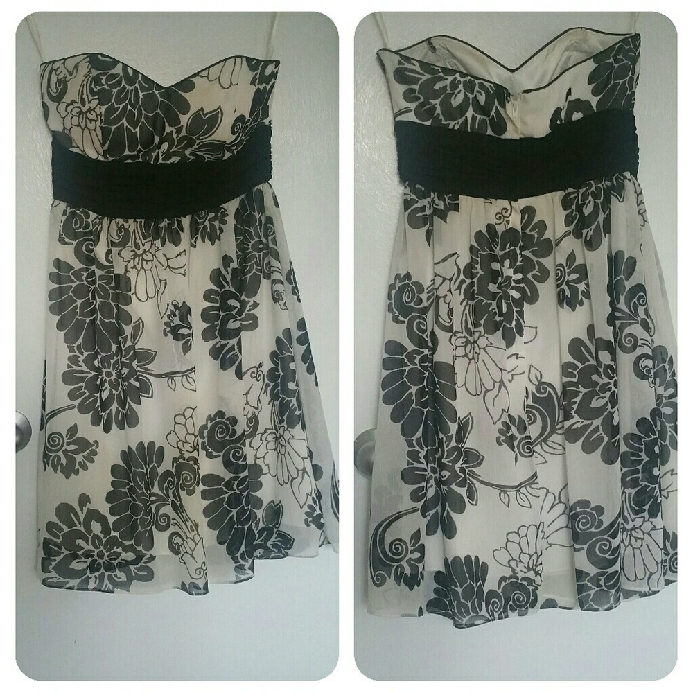 Strapless Floral Cocktail Dress