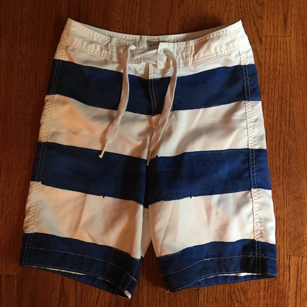 White and Blue A&F swim shorts