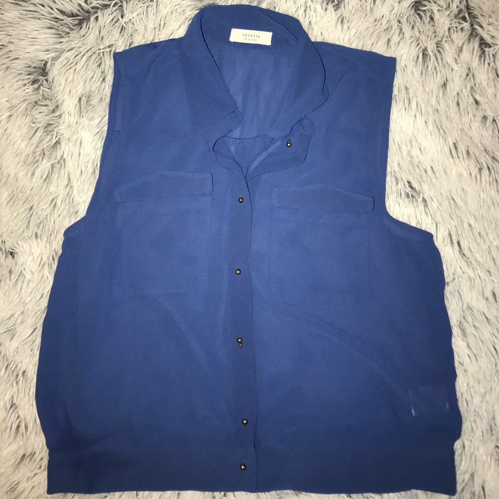 Dark Blue Sheer Button Down
