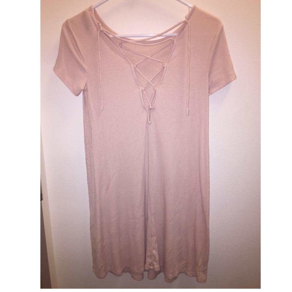 Pastel pink tie up dress