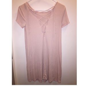 Pastel pink tie up dress