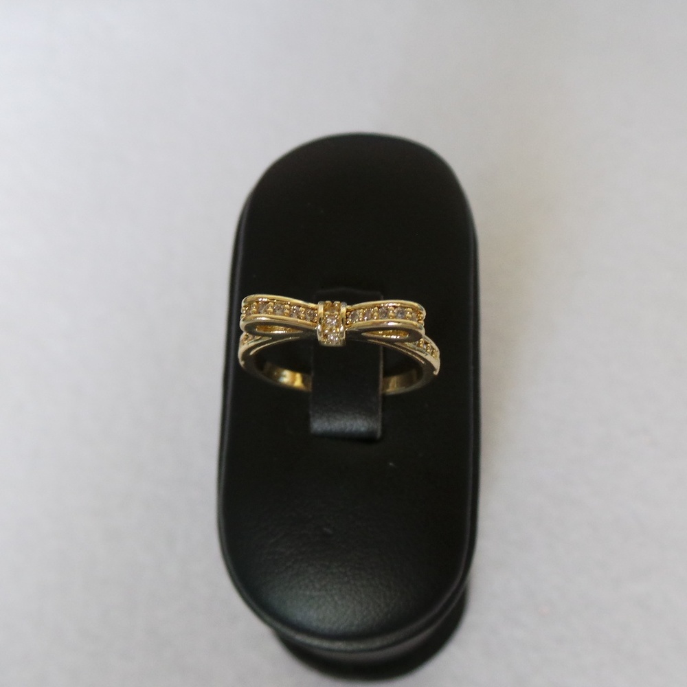 Stack Sparkling CZ Bow Ring 14k YELLOW Gold Plate