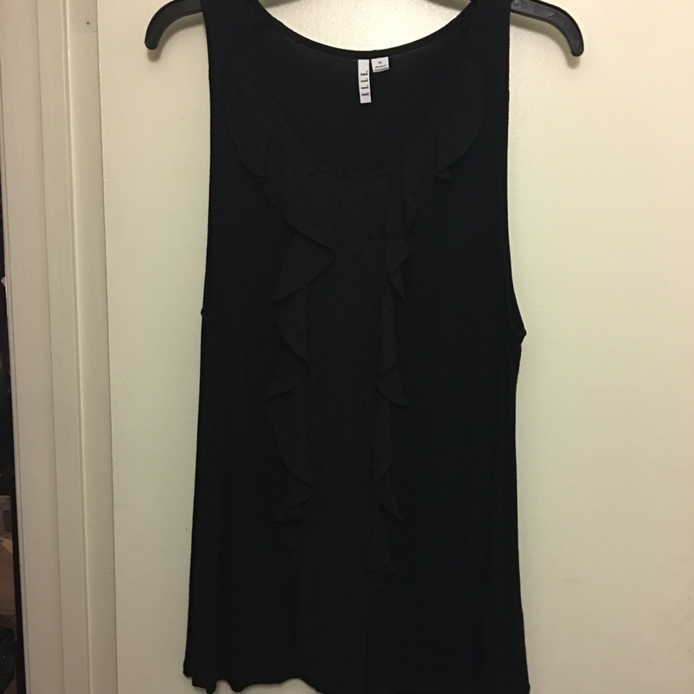 Black Elle tank top with ruffle