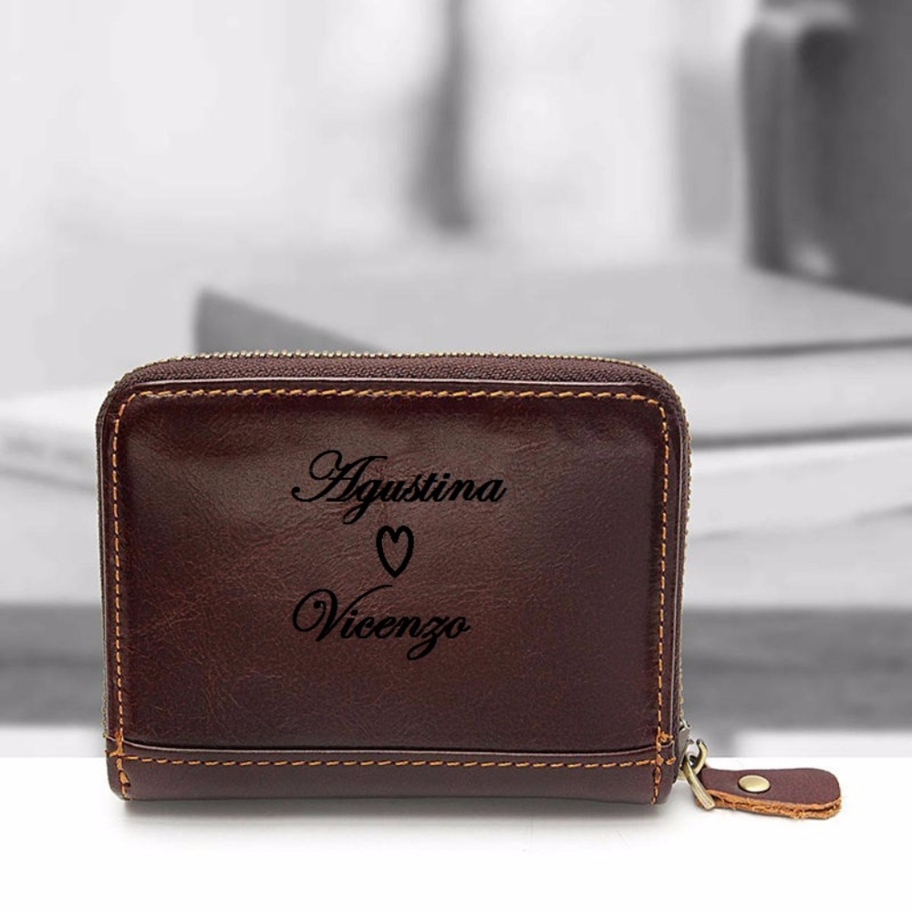 Personalized Men's  Leather Zipper Around Wallet
