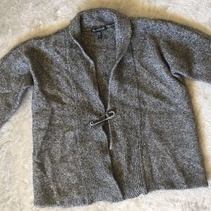 EILEEN FISHER Gray Wool Alpaca Open Sweater