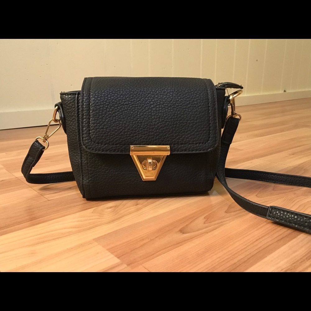 Small Black Faux Leather Crossbody Bag/Purse