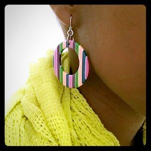 Striped-Hoop Earrings w/ Lemon-Lime Scarf