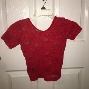 American Apparel Red flower mesh crop top
